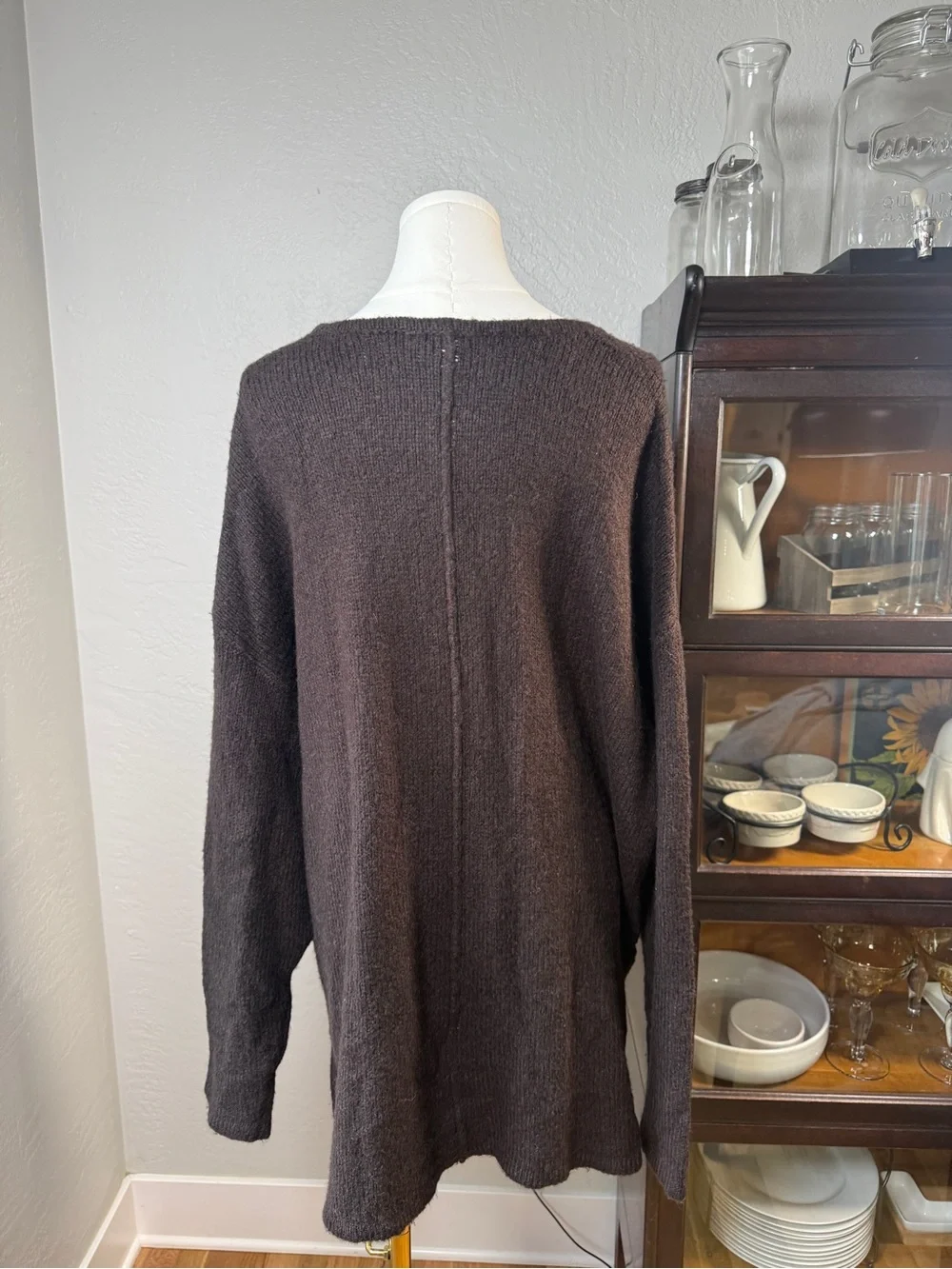 Coldwater Creek Brown Wool Blend V-Neck  Long Sleeve Sweater Plus Size 1X